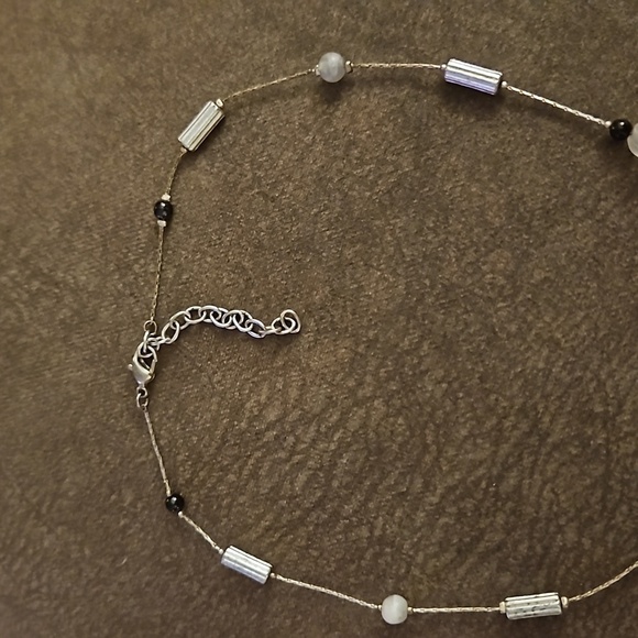 Pewter Hematite Floral Glass Focal Chain Necklace - Picture 8 of 10